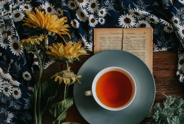 wellbeing at home - tea and flowers